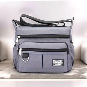 🆕 Men's Gray Outdoor Leisure Multi-layer Zipper Messenger Bag